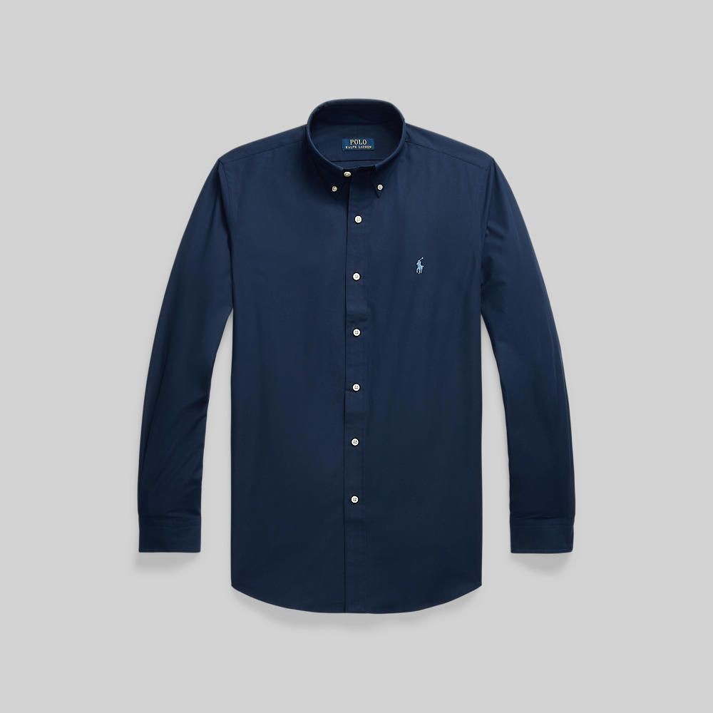 Polo Ralph Lauren เสื้อเชิ้ตผู้ชาย Custom Fit Stretch Poplin Shirt รุ่น MNPOWOV16823411 สีกรมท่า