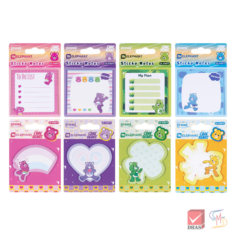 Elephant ตราช้าง กระดาษโน๊ต กระดาษโน้ตกาวในตัว แคร์แบร์ (คละลาย) จำนวน 20 แผ่น/แพ็ค