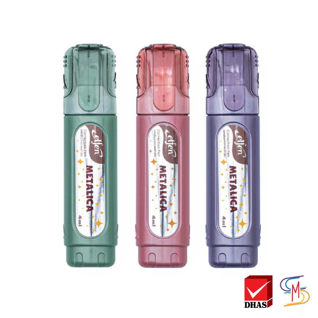 Elfen เอลเฟ่น ปากกาลบคำผิด 4 มล. เมทัลลิก้า 1 ด้าม