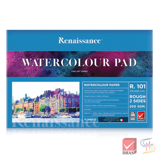Renaissance สมุดวาดเขียน สีน้ำ ขนาด 15x22 นิ้ว ผิวหยาบ R-101 จำนวน 1 เล่ม