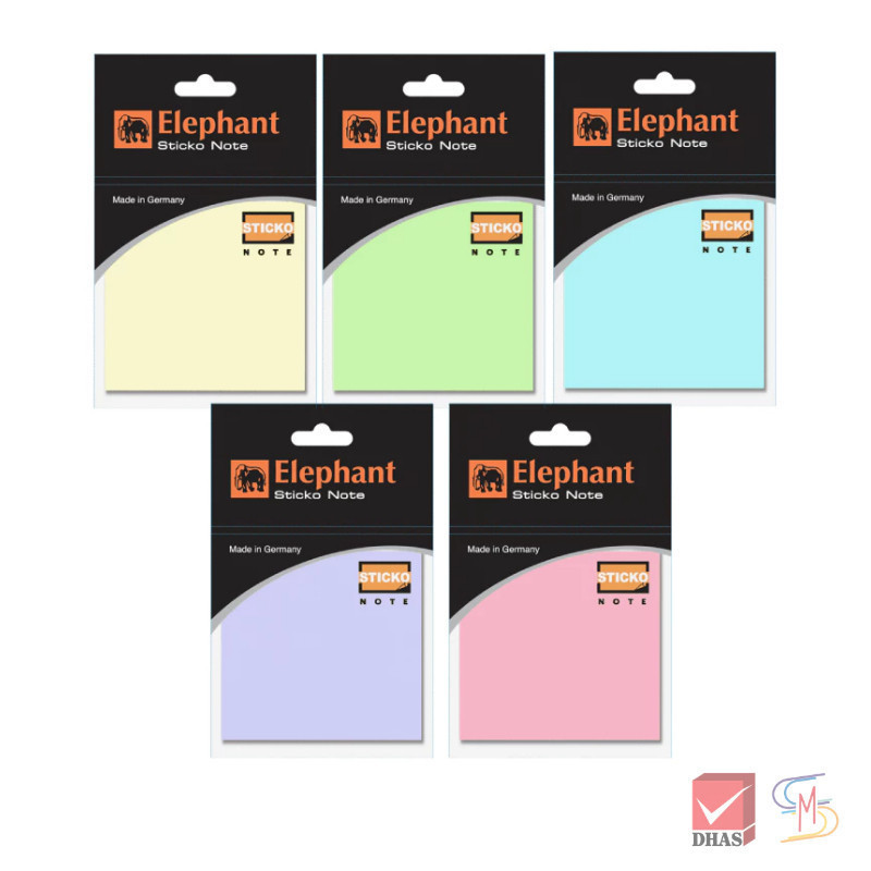 Elephant ตราช้าง กระดาษโน๊ต กระดาษโน๊ตกาวในตัว Sticko note พาสเทล 3x3 นิ้ว จำนวน 100 แผ่น/แพ็ค