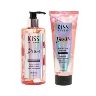 [แพ็คคู่] Kiss My Body เจลอาบน้ำน้ำหอม 380 ml. + เซรั่มน้ำหอมกันแดด/โลชั่นน้ำหอม/โลชั่นกันแดด