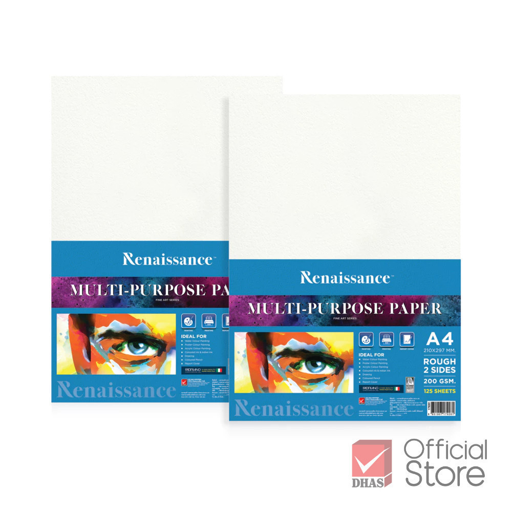 Renaissance กระดาษ กระดาษวาดเขียน ผิวหยาบ A4 200G 125 แผ่น จำนวน 1 ห่อ