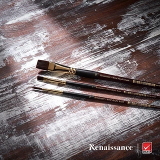 Renaissance พู่กัน สีอะคริลิค พู่กันหัวแบน จำนวน 1 ด้าม (1/2)