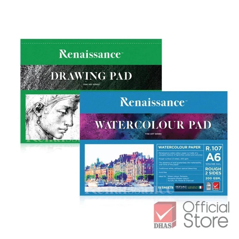 Renaissance สมุดวาดรูป กระดาษวาดเขียน โปสการ์ด Pad A6 200G 15SH จำนวน 1 เล่ม