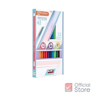 Elephant สีไม้ ดินสอสีไม้ แท่งยาว พรีเมี่ยม 4.0 12 สี จำนวน 1 กล่อง