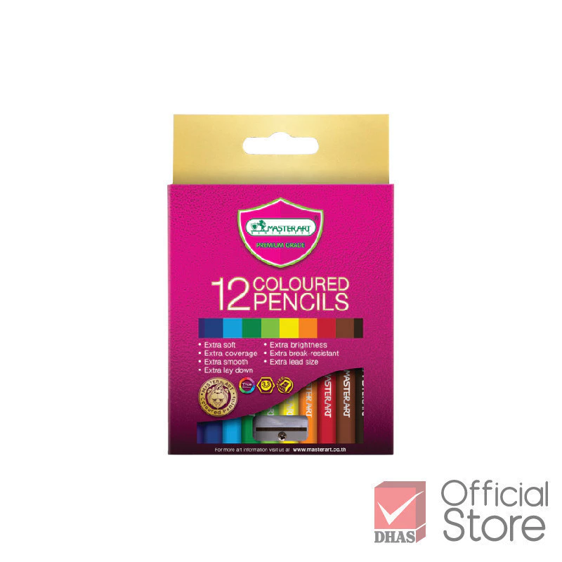 Master Art สีไม้ 12 สี รุ่นใหม่ (แท่งสั้น) พกพาสะดวก - 1 กล่อง thumbnail 4