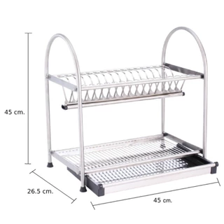 INDEX LIVING MALL ที่คว่ำจาน 2 ชั้น รุ่นแอ๊บบาส 45 x 26.5 x 45 ซม. - สีเงิน