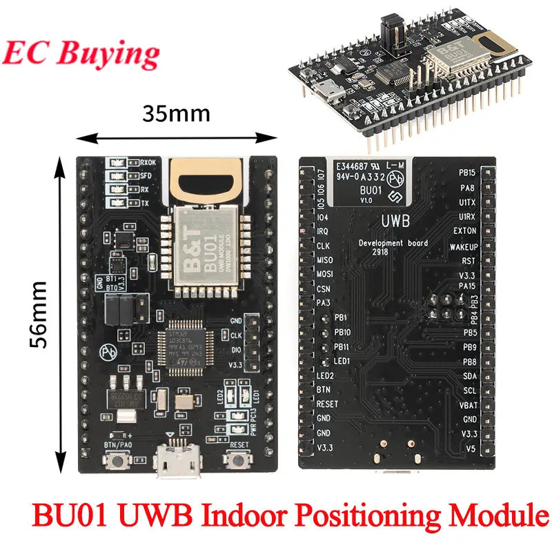 โมดูลการระบุตำแหน่งในร่ม UWB BU01 ตำแหน่ง DW1000 NodeMCU-BU01 บอร์ดพัฒนา ช่วงกว้าง 3.3V 5V PCB ออนบอ