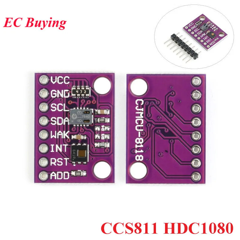 โมดูลเซ็นเซอร์ HDC1080 CCS811 สำหรับตรวจวัดคุณภาพอากาศ น้ำมันพิษ CO2 VOCs อุณหภูมิและความชื้น สำหรับ