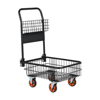 HomeHuk รถเข็น+ตะกร้าอเนกประสงค์พับได้ รุ่นมาร์เก็ต - สีดำ