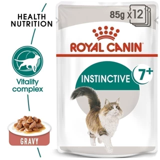 [12 ซอง] Royal Canin Instinctive 7+ Pouch Gravy อาหารเปียกแมวสูงวัย อายุ7ปีขึ้นไป (เกรวี่,Wet Cat Food,โรยัล คานิน)