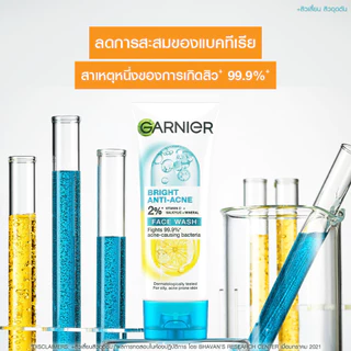 การ์นิเย่ ไบรท์ คอมพลีท แอนตี้แอคเน่ โฟมล้างหน้าลดสิว 100มล 2 ชิิ้น สำหรับผิวมัน GARNIER ANTI-ACNE FOAM 100ML 2 Pcs (โฟม