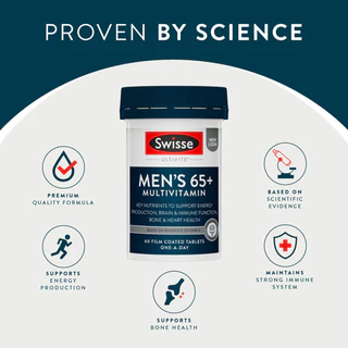 Swisse Men's Ultivite 65+ Multivitamin วิตามินรวมสำหรับผู้ชายอายุ 65+ 60 เม็ด (EXP:10 2027)
