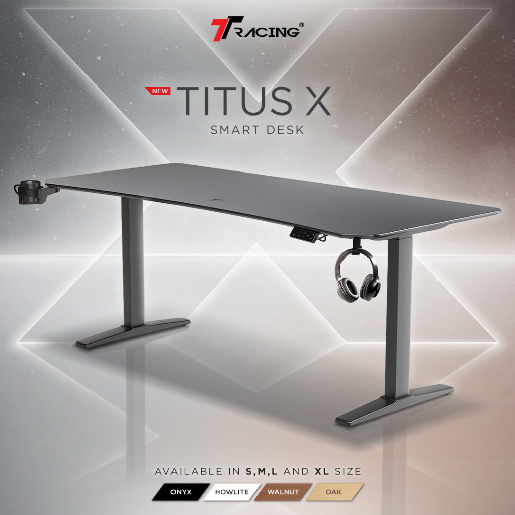 TTRacing Titus X Smart Standing Desk โต๊ะคอม ดีไซน์ล้ำ ปรับระดับความสูงได้ หน้าโต๊ะกว้าง ขอบไร้เหลี่