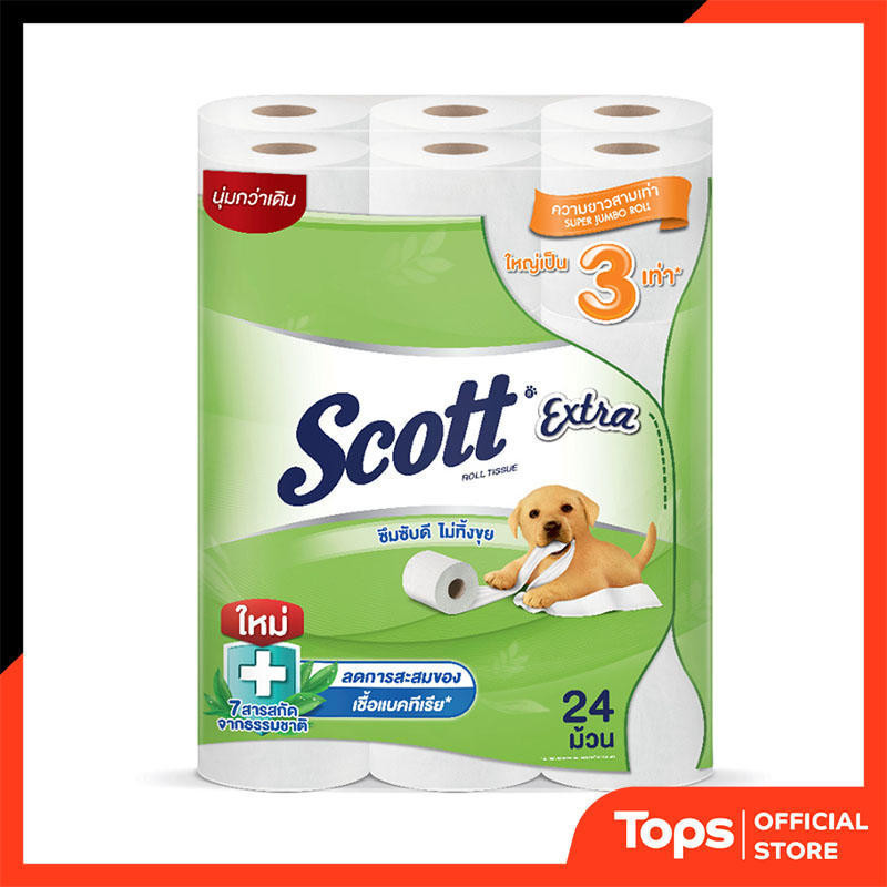 SCOTT สก๊อตต์เอ็กซ์ตร้ากระดาษชำระความยาวสุดพิเศษ 24ม้วน [8888336015491]