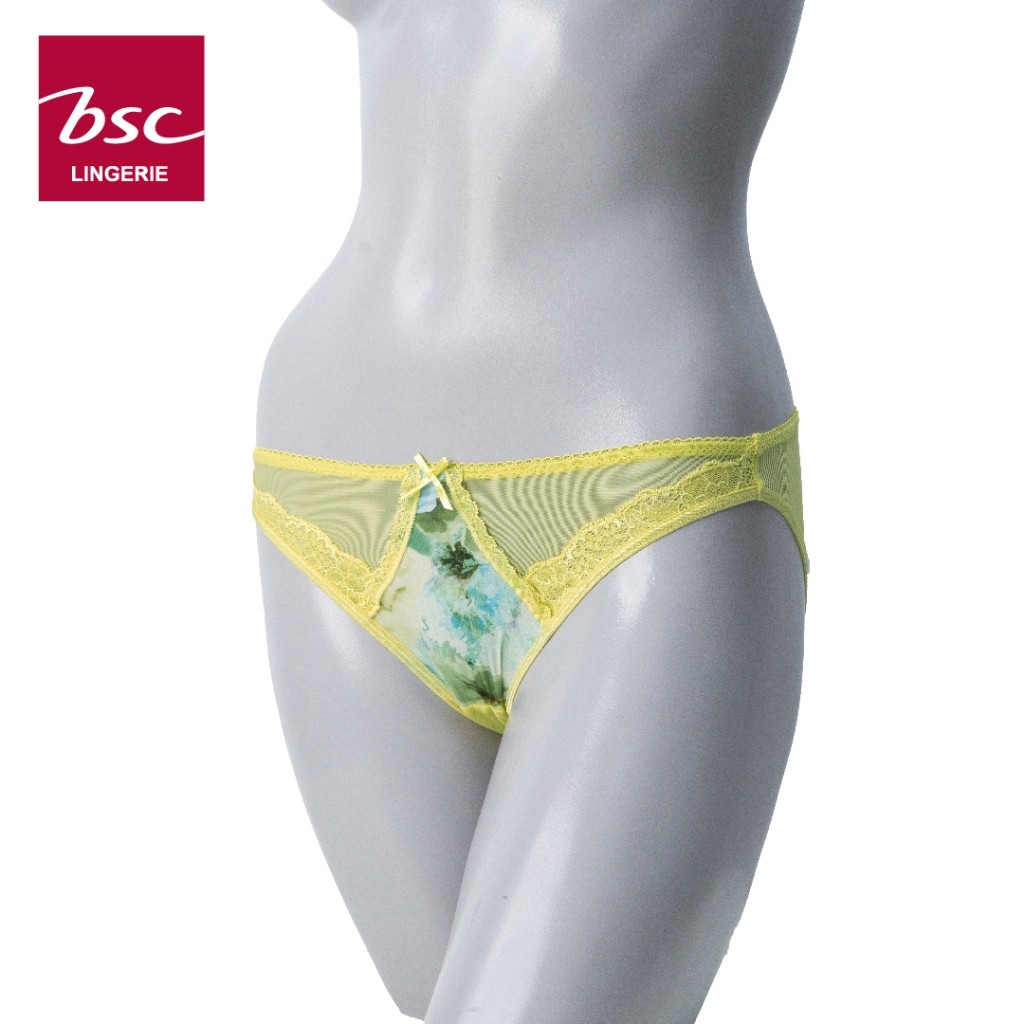 BSC กางเกงชั้นใน แบรนด์ดัง เกรด A ทรง BIKINI ผ้าตาข่ายทั้งตัว แต่งลูกไม้ยืด+ผ้าซาตินพิมพ์ลาย SU0090 (ฺBU3304)LM3