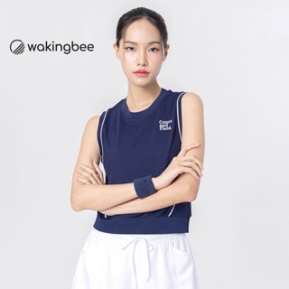 Wakingbee Fore Vest (Navy) เสื้อคร้อป แขนกุด ขอบจัมพ์ กุ๊นขอ…
