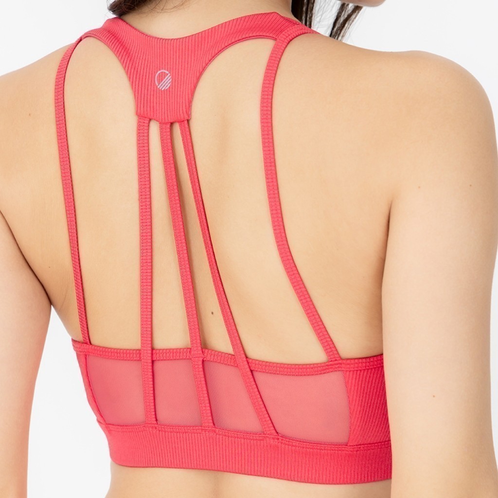 Wakingbee Trinity Rib Bra (Raspberry) สปอร์ตบรา ผ้าร่องพรีเมี่ยม ใส่ว่ายน้ำได้ กระชับ ผ้ากันยูวี แห้งไว ยืดหยุ่นดี ราคา ถูกที่สุด ดีลบีเคเค แกลเลอรีภาพที่ 3