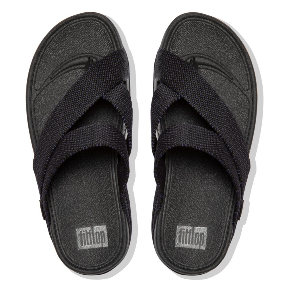 FITFLOP SLING รองเท้าแตะแบบหูหนีบผู้ชาย รุ่น H06-841 สี Black/Sea Blue Mix