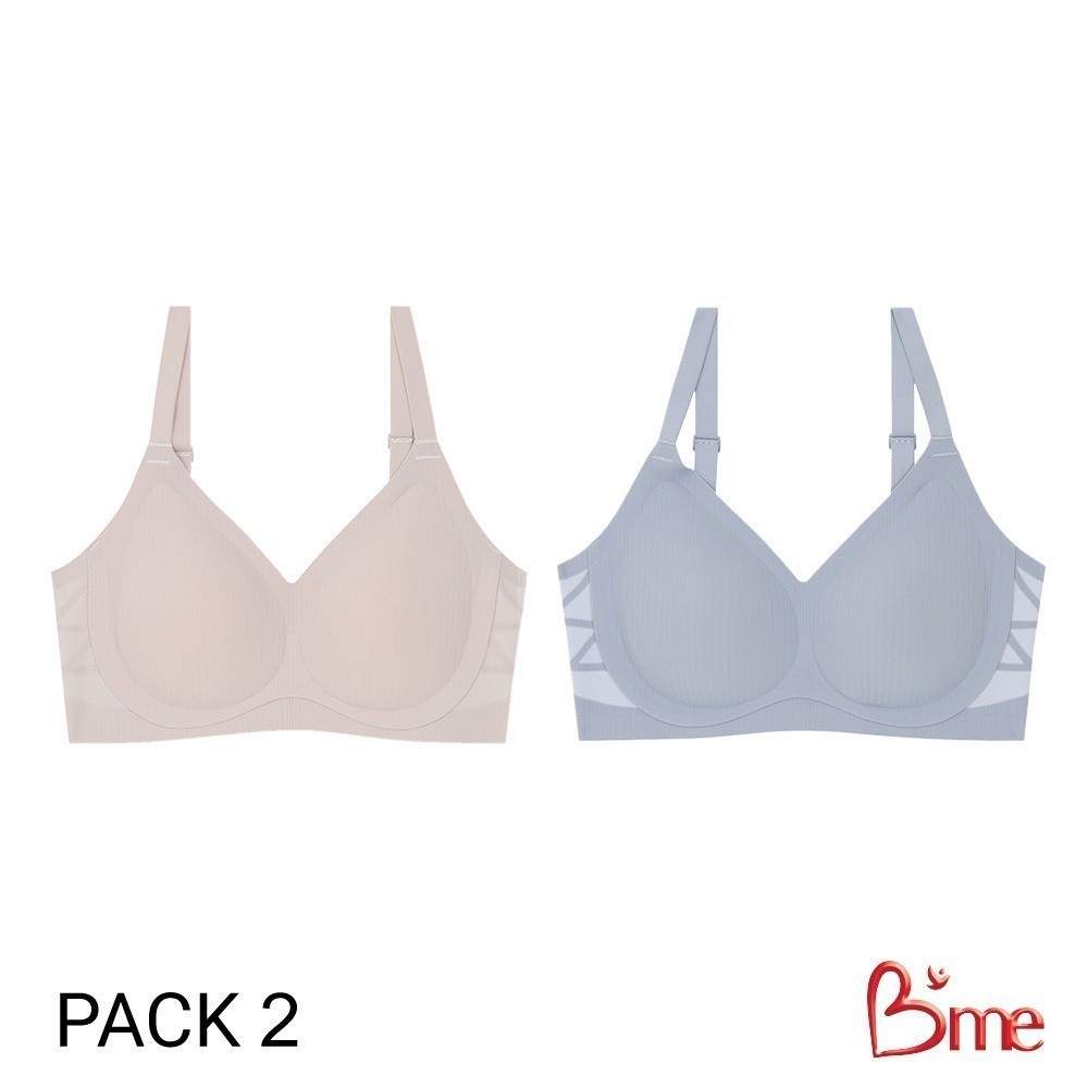 B’me เสื้อชั้นในไร้ขอบ level 2 ฟองกลาง รุ่น ME1G43 (แพ็ก2ตัว) สีเบจ สีเทา ราคา ถูกที่สุด ดีลบีเคเค