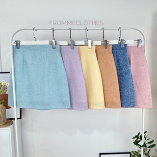 Frommeclothes🧵กระโปรงทรงเอผ้าชาแนลพาสเทลยาว18-20นิ้ว(XS-5XL)