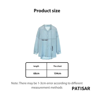 เสื้อเชิ้ตสีพื้น ทรงหลวม เสื้อเชิ้ต แขนยาว สื้อป้องกันแสงแดด สไตล์เกาหลี แฟชั่นฤดูใบไม้ผลิ ผ้ามีแวววาว PR