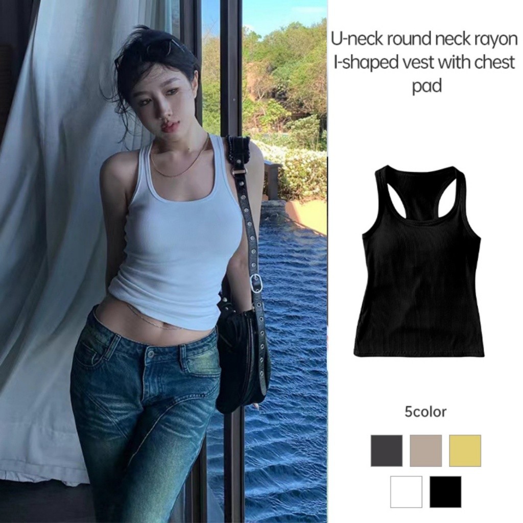 ไม่สม่ำเสมอแฟชั่น Bottoming เสื้อผู้หญิงสั้น Camisole ฤดูร้อน Slim FITTING U-คอด้านบน LIVE