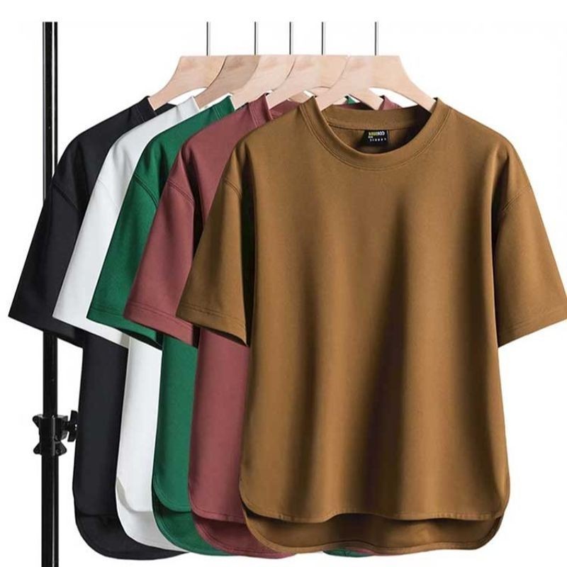 TLHGQ เสื้อยืดแขนสั้นแฟชั่น Street Style Simple plus Size Slim-Fit สําหรับผู้ชาย