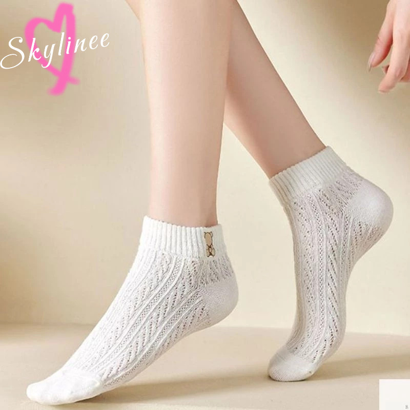 ฤดูร้อนถุงเท้าบาง Ins ถุงเท้าเรือสีขาวผู้หญิงถุงเท้าสั้นตัดตื้น SL