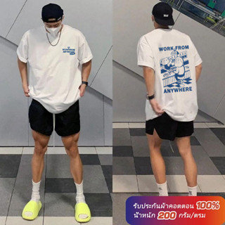 (ผ้าฝ้าย 100%)Luvoro oversize unisex เนื้อผ้านุ่มระบายแขนสั้…