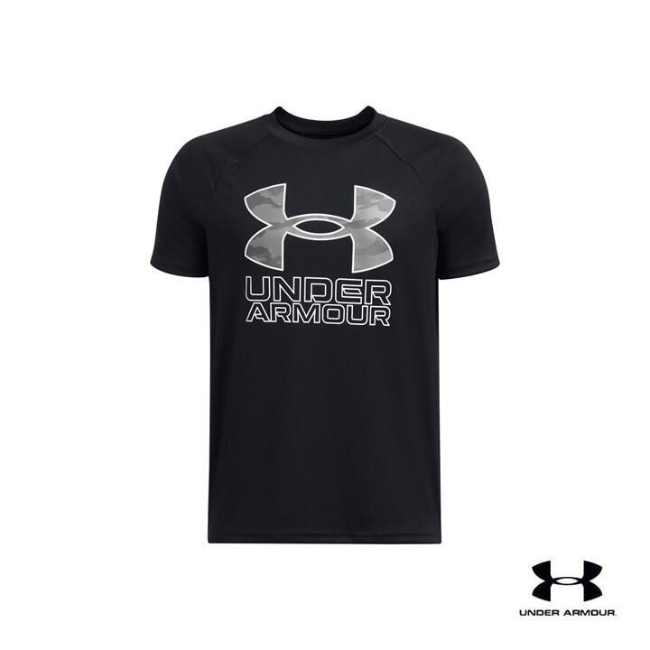 Under Armour เสื้อแขนสั้น UA Tech™ Hybrid Print สำหรับเด็กผู้ชาย