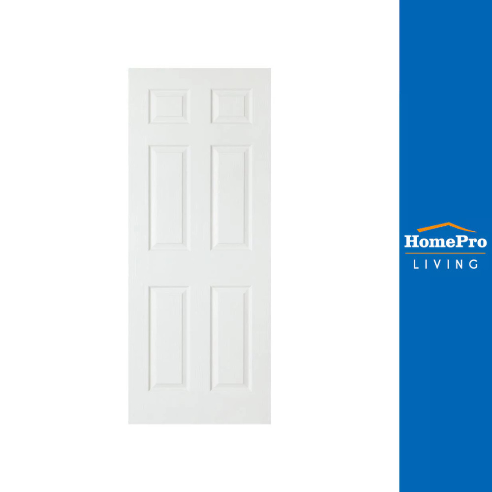 AZLE ประตูภายใน HDF ลานนา 6 ลูกฟัก 80X200 ซม. สีรองพื้น จัดส่งโดย HomePro