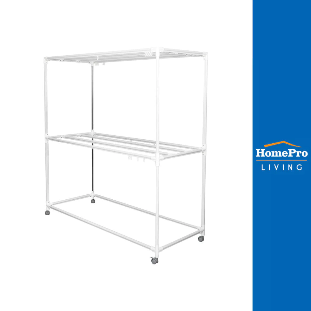 PLIM ราวตากผ้าเหล็กมีล้อ 8 เส้น 1.5 ม. สีขาว จัดส่งโดย HomePro