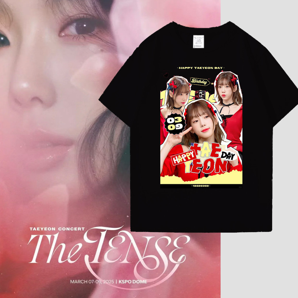 TAEYEON Kpop Concert Tour เสื้อยืด THE TENSE 2025 วินเทจ Oversize แขนสั้น คอกลม Cotton S-5XL