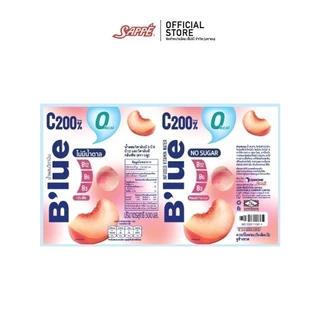 B'lue บลู น้ำผสมวิตามินซี 200% บี3 บี6 บี12 กลิ่นพีชสูตรไม่มีน้ำตาล (Vitamin Water - Zero Peach) 500 ml. จำนวน 12 ขวด