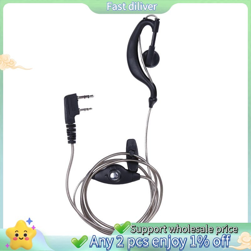 LU-Black 2 Pin PTT Mic ชุดหูฟังสําหรับ Kenwood วิทยุ QUANSHENG PUXING WOUXUN HYT TYT TH UV5R หูฟังรถอุปกรณ์เสริม