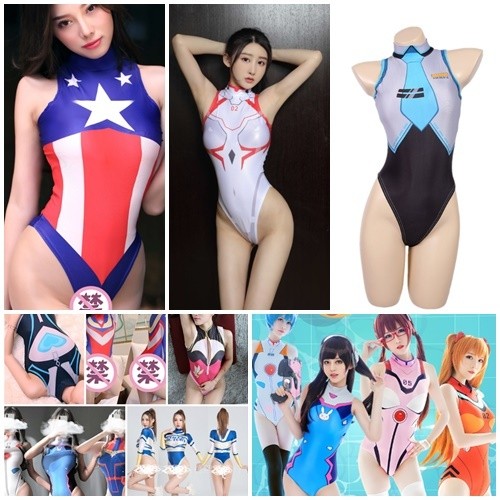 มีหลายลาย👙 พร้อมส่งจากไทย! ชุดคอสเพสย์บอดี้สูทอนิเมะ งานพรีเมี่ยม  บอดี้สูทลายการ์ตูน คอเต่า สำหรับสาว S-M