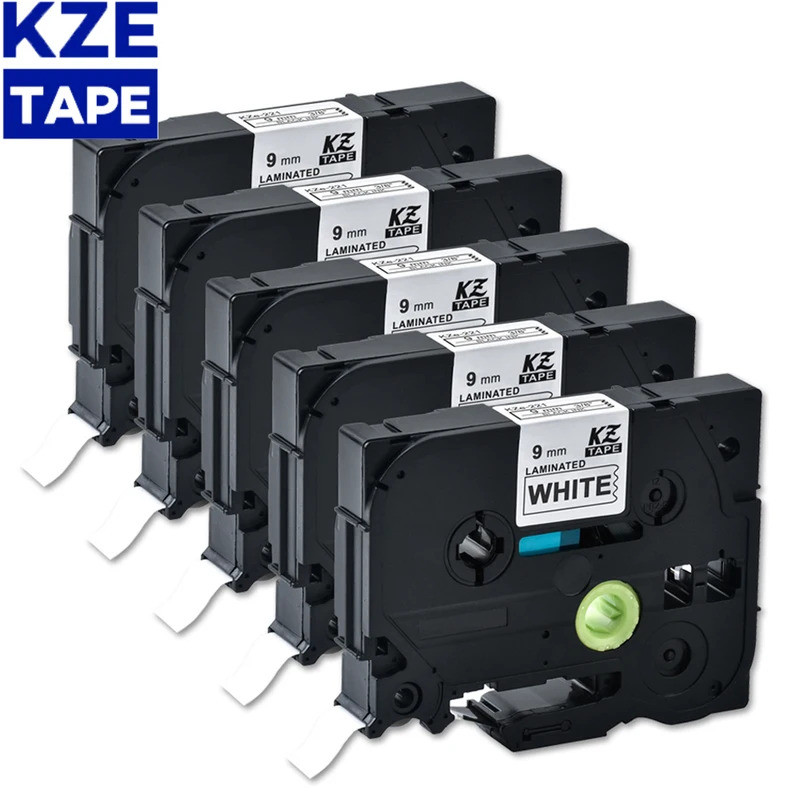 KZE 9mm 5pcs Standard tape compatible for brother Tze121tze221 tze-221 tz221 tz-221 label tapes ribb