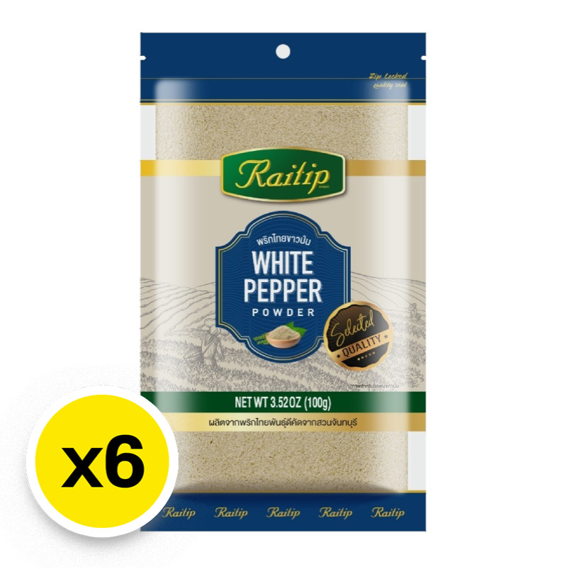 ไร่ทิพย์ พริกไทยขาวป่น 100 ก. 6 ซอง RAITIP White Pepper Powder 100 g 6 sachets