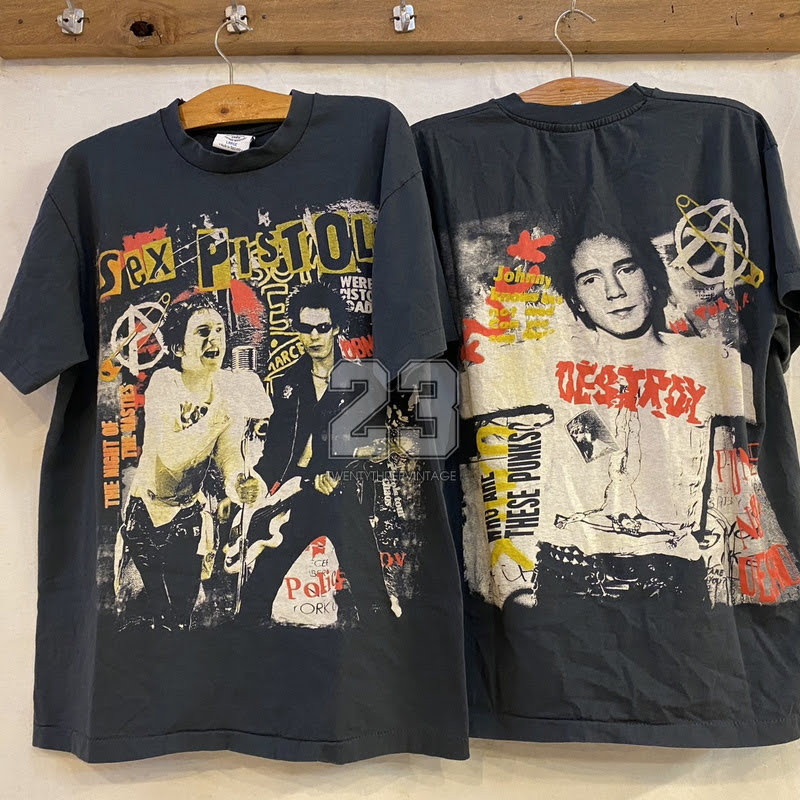[ 23 ] SEX PISTOLS DESTROY Bio Washed tag Bootleg แท้ เสื้อทัวร์ วงร๊อค วินเทจ vintage shirts