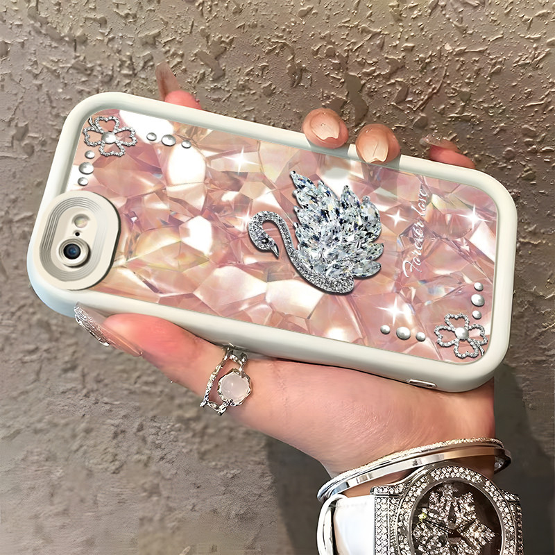 เคสสำหรับ iPhone 6 Plus 6s Plus 7 Plus 8 Plus SE 2020 เคสป้องกันหรูหรากันกระแทกเคสซิลิโคนซิลิโคนโทรศัพท์หงส์
