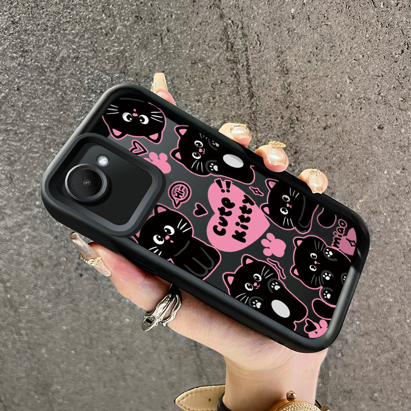 เคสสำหรับ Realme C30 Realme C30s Realme Narzo 50i Prime เคสโทรศัพท์ซิลิโคนขายดีลายแมวดำน่ารัก