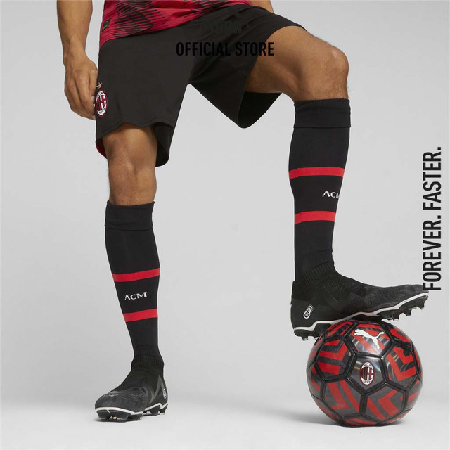 PUMA FOOTBALL - กางเกงขาสั้นฟุตบอล AC Milan เกรดแฟนบอล (Replica) สีดำ - 77041304