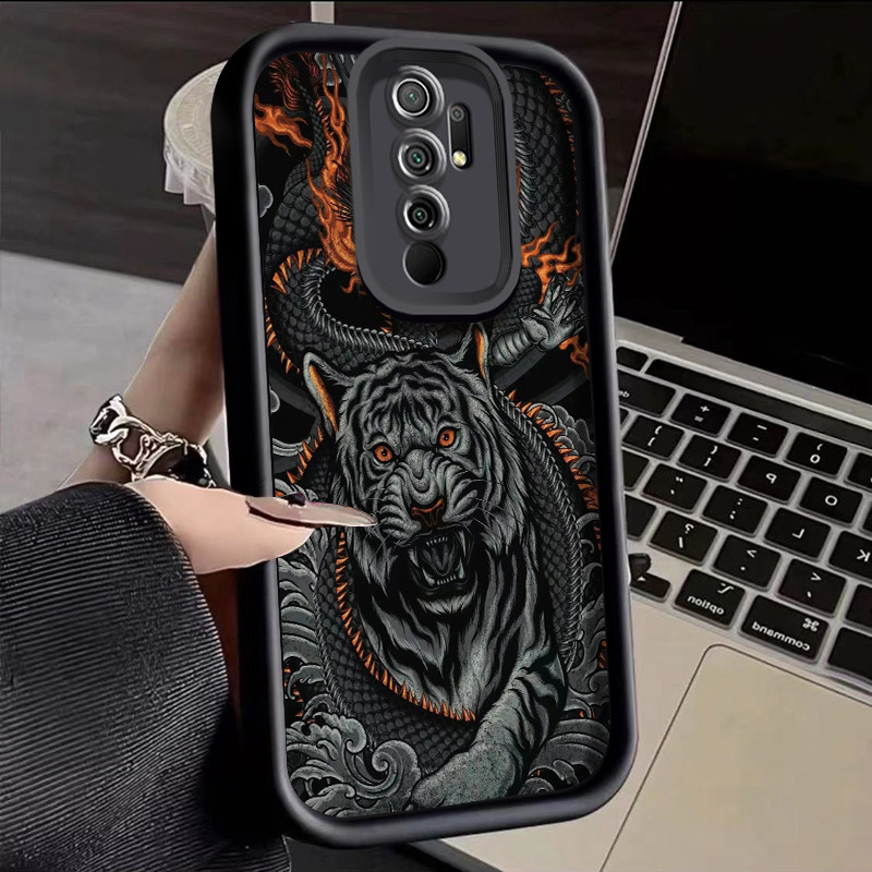 เคสสำหรับ Xiaomi Redmi 9 Redmi 9 Prime POCO M2 เคสโทรศัพท์ซิลิโคนฝาครอบป้องกันลายมังกรและเสือ
