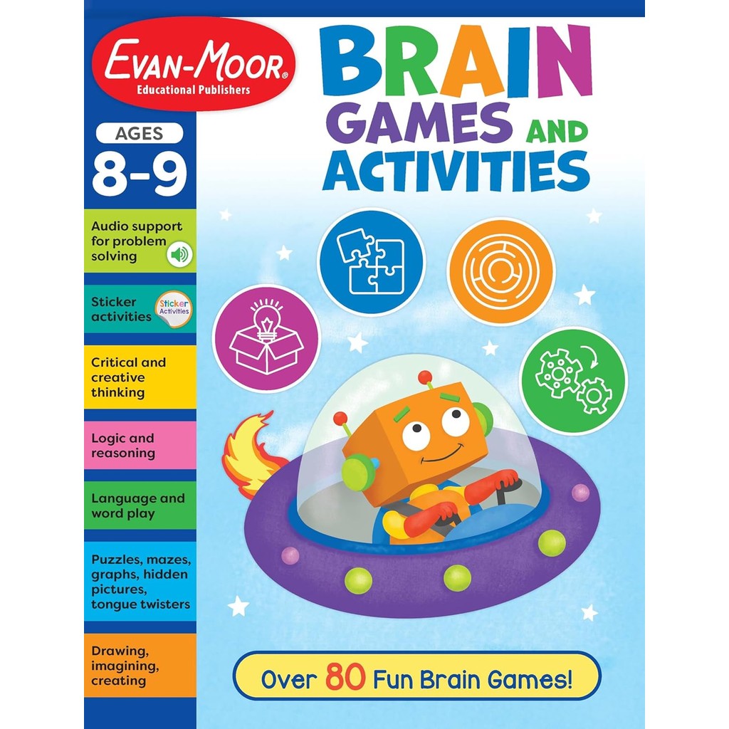 สินค้าใหม่ลิขสิทธิ์แท้ BRAIN GAMES AND ACTIVITIES AGES 8 - 9 WORKBOOK ปกอ่อน