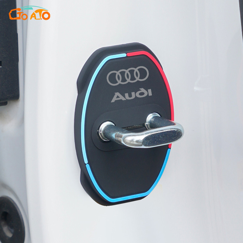 GTIOATO 4 ชิ้น ซิลิโคน ฝาครอบล็อคประตูรถ โช๊คประตูรถยนต์ กันเสียงรบกวน สำหรับ Audi R8 A1 A5 TT Q5