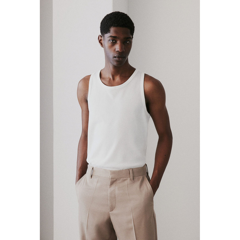 H&M Man 2-pack Slim Fit ribbed vest tops 1216838_1