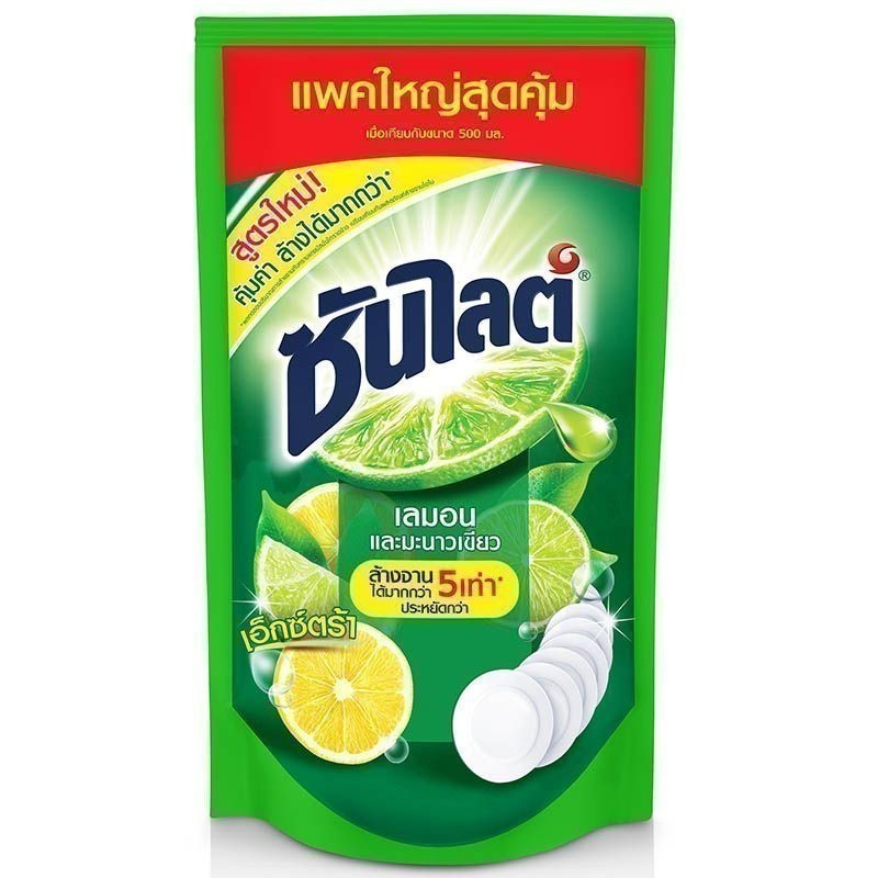 ซันไลต์น้ำยาล้างจานกลิ่นเลมอนและมะนาวเขียว 750มล. ชนิดเติม [8851932423243]