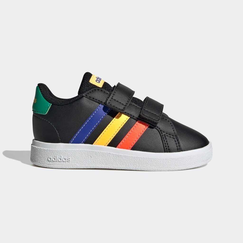 adidas ไลฟ์สไตล์ รองเท้าพร้อมสายรัดหนามเตย Grand Court Lifestyle เด็ก สีดำ HP8918